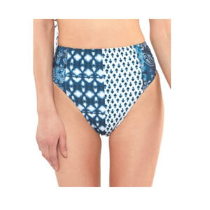Jessica Simpson Navy Blue Batik Babe High Waist Bikini Swim Bottoms Size M New